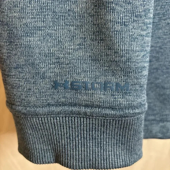 Under Armour Mens 1/4 Zip Sweatshirt Sweaterfleece Storm Loose Coldgear Blue XXL - Picture 7 of 16